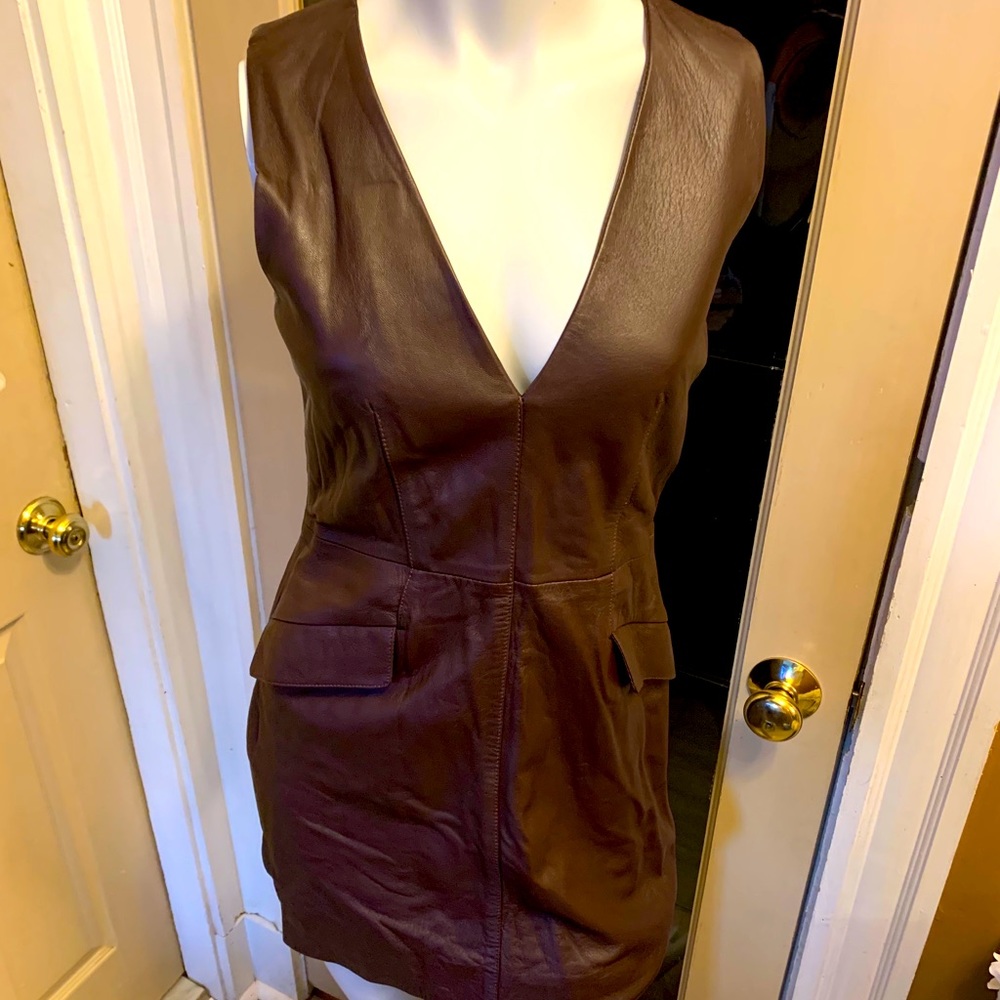 Brown leather dress